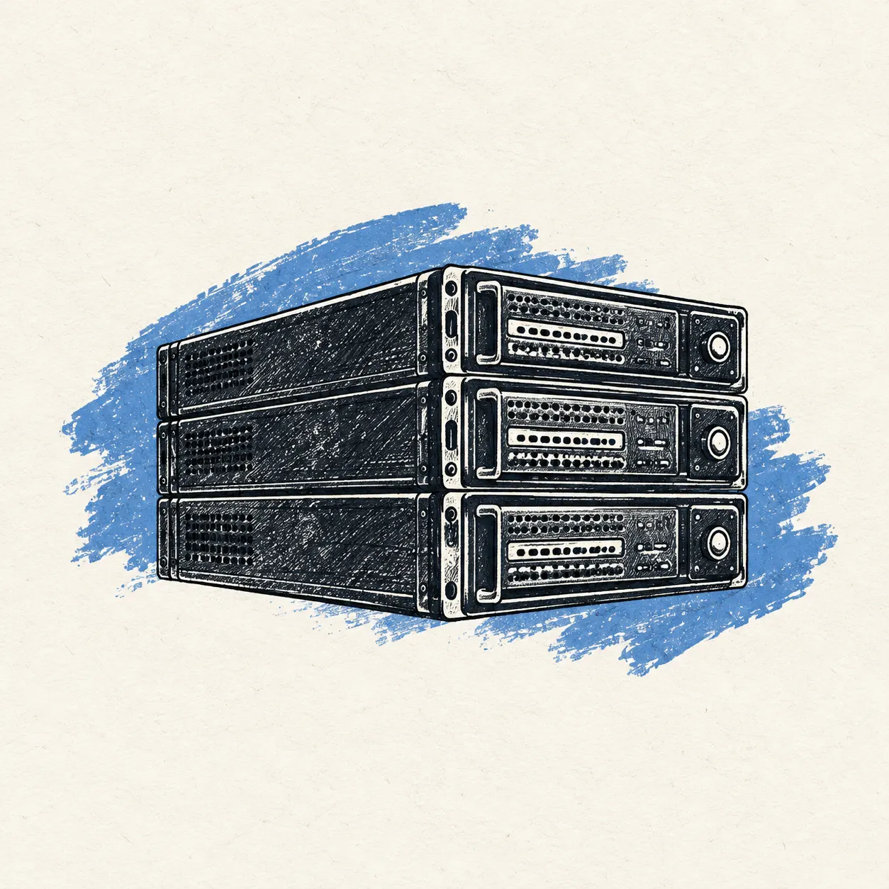 Hand-drawn server racks