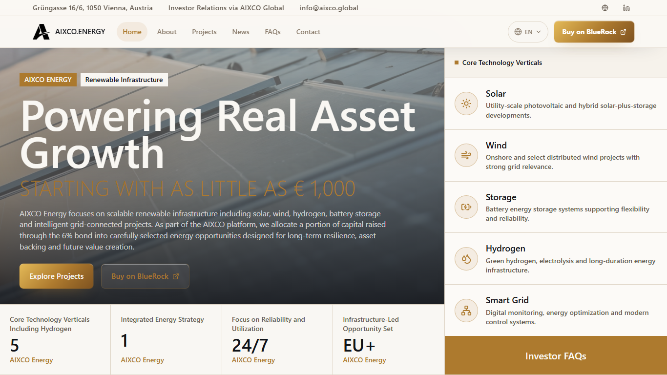 AIXCO Energy homepage screenshot