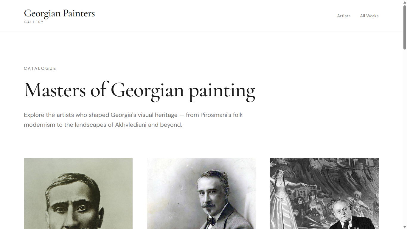 Georgian Painters homepage screenshot