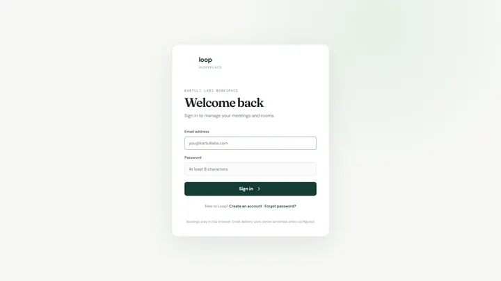 Loop — Meeting Room Booking preview