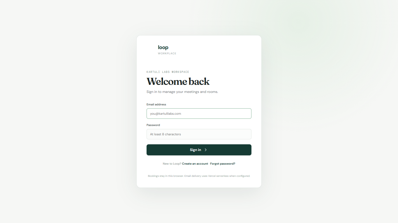 Loop — Meeting Room Booking homepage screenshot