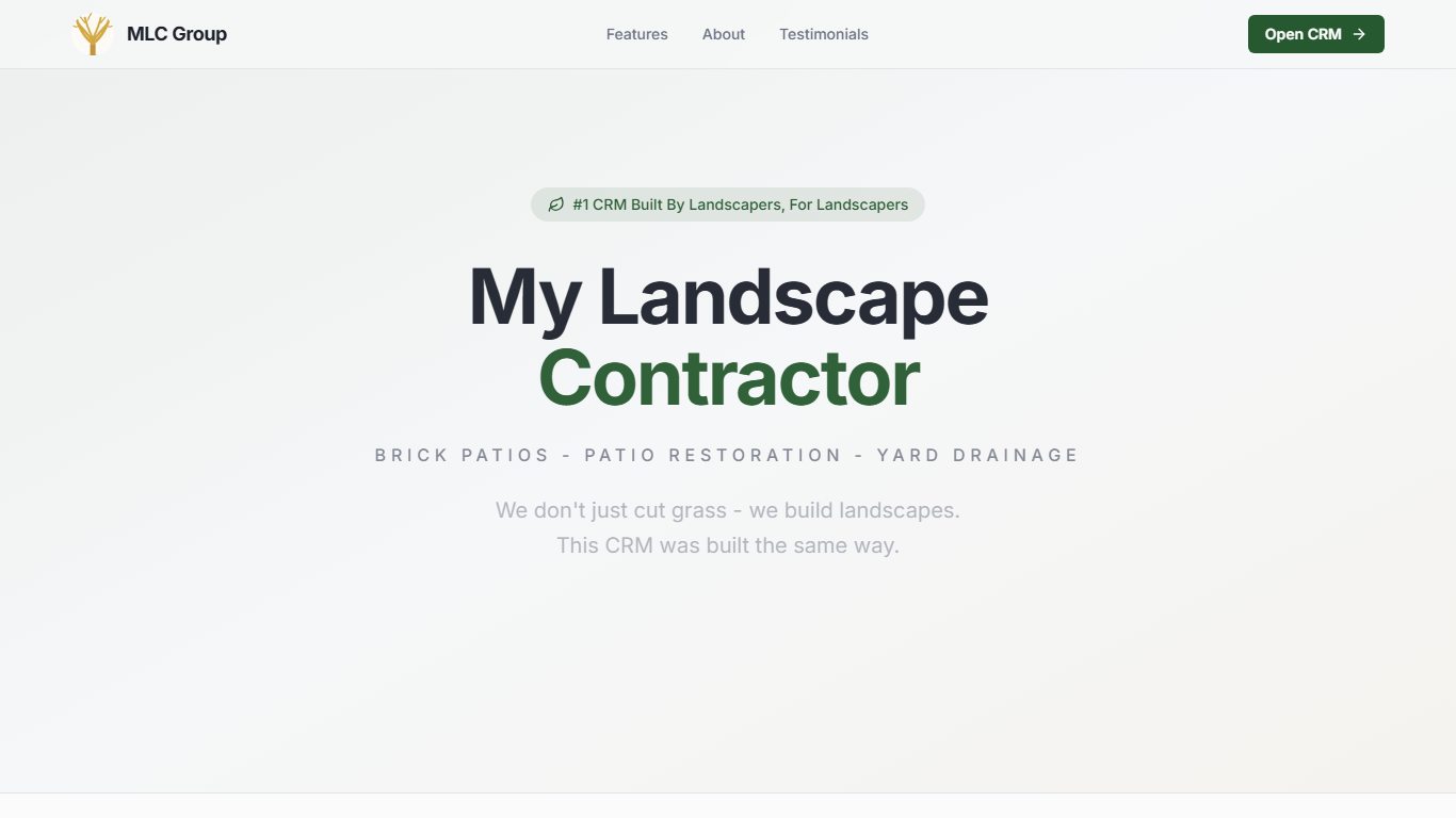 MLC CRM homepage screenshot